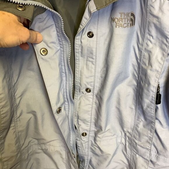 The North Face Light Blue Gray Hooded Shell Parka Jacket Size Medium - Picture 12 of 16